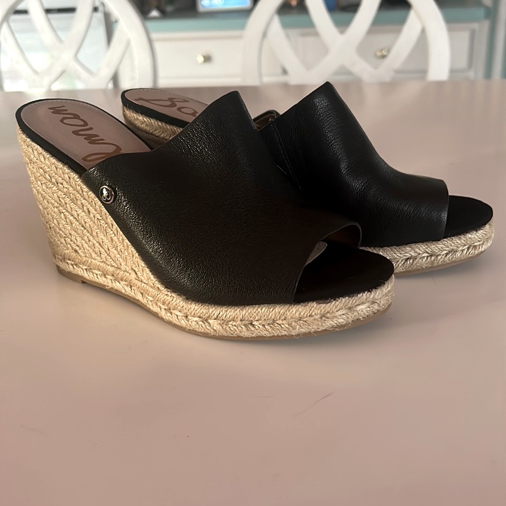Sam Edelman Black Leather Wedges